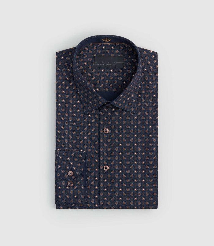 izac Chemise à micro motifs marron "Serious"