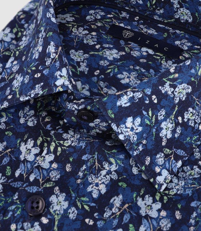 Izac Chemise à Motifs Marine