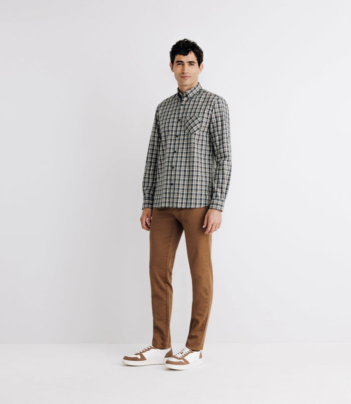 izac Chemise à petits carreaux beige