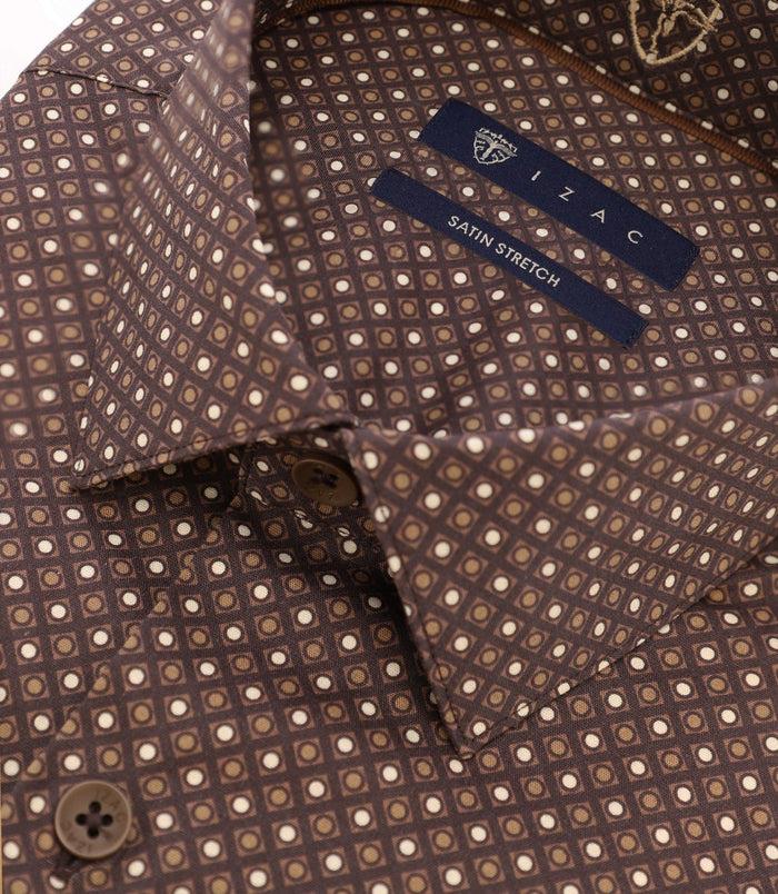 Izac Chemise à Pois Marron