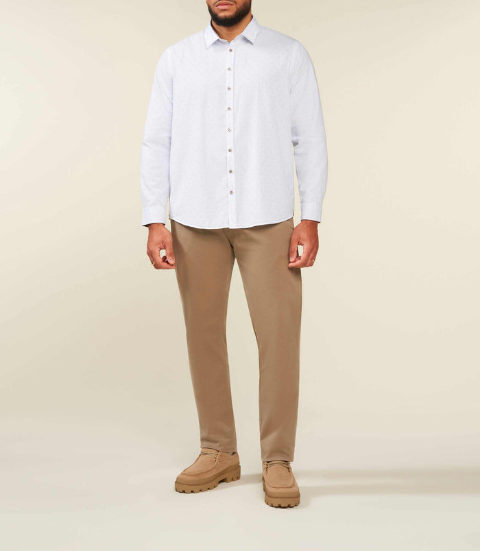 izac Chemise à rayures blanche et camel JULESBT