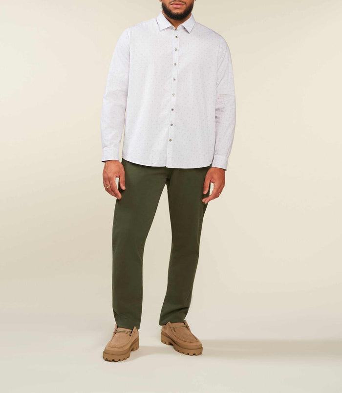 izac Chemise à rayures blanche et kaki JULESBT