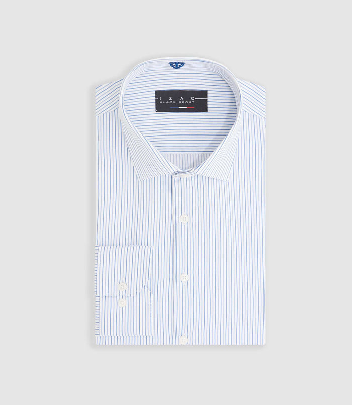 Izac Chemise à Rayures Bleu Ciel "Mazen"