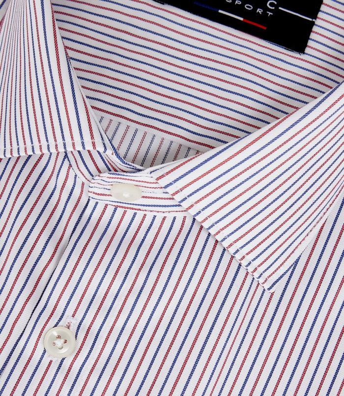 Izac Chemise à Rayures Bleue Et Rouge "Mazen"