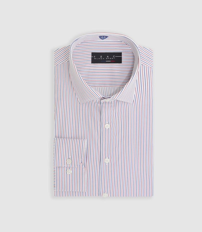 izac Chemise à rayures bleue et rouge "Mazen"