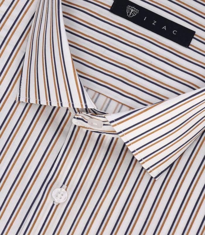 Izac Chemise à Rayures Marine Et Camel MICKI