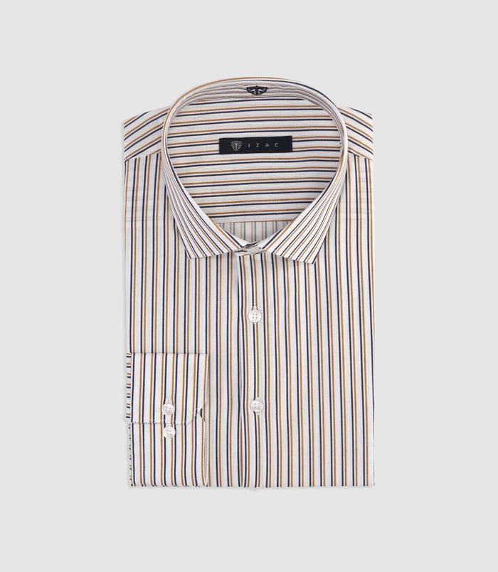 izac Chemise à rayures marine et camel MICKI
