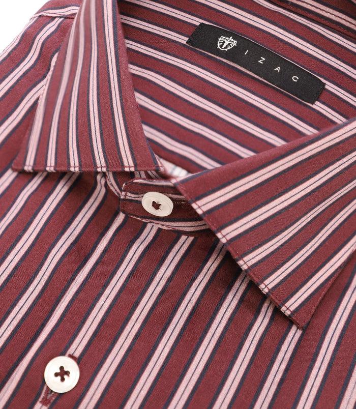Izac Chemise Ajustée à Rayures Bordeaux