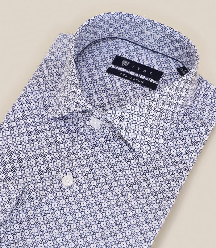 Izac Chemise Ajustée Avec Col Italien Bleue