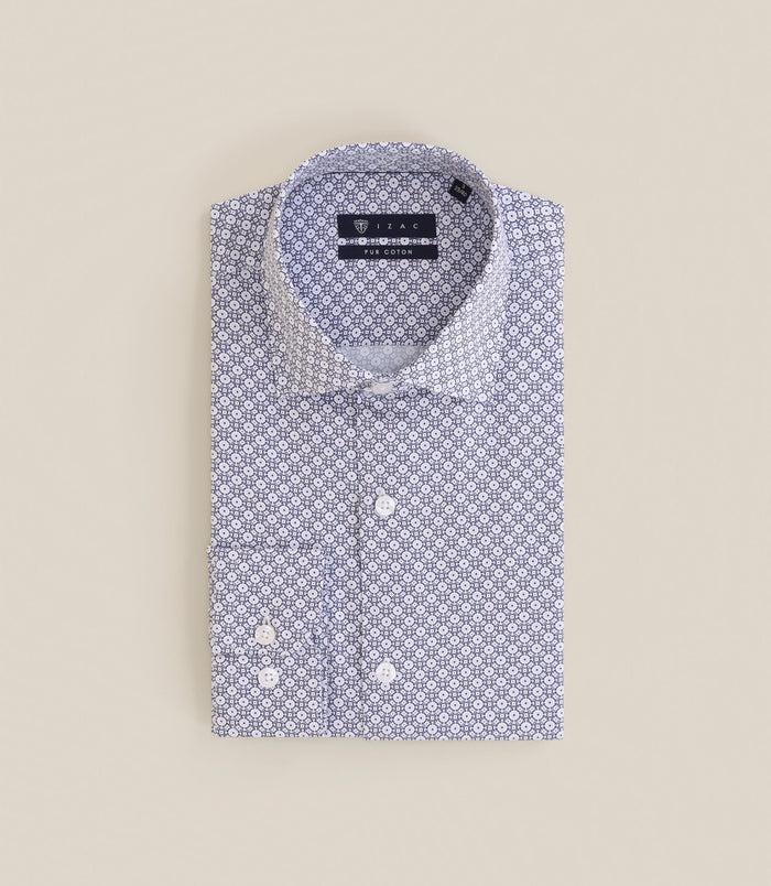 izac Chemise ajustée avec col italien bleue