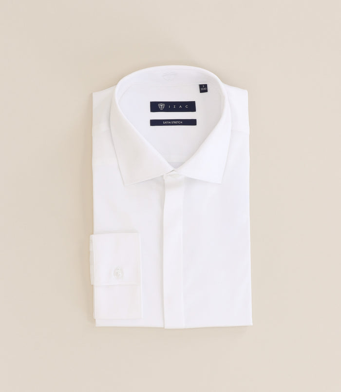 izac Chemise ajustée col italien écrue