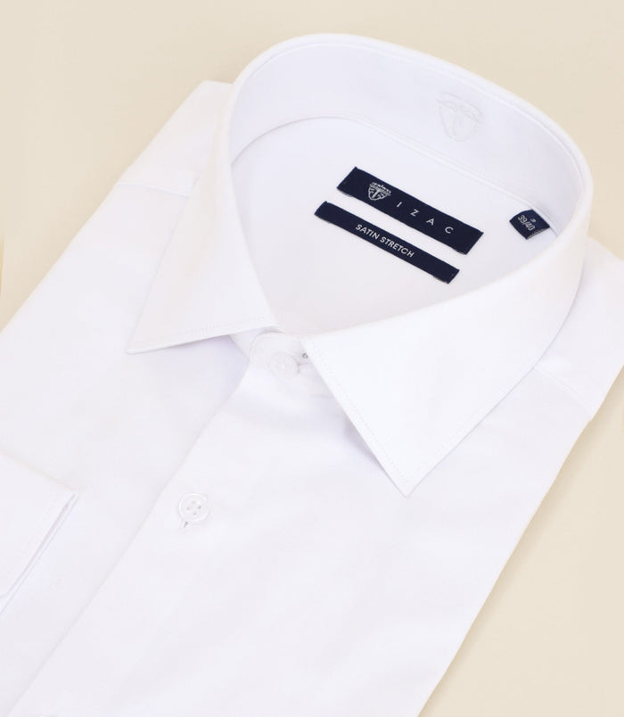 Izac Chemise Ajustée En Satin De Coton Blanche