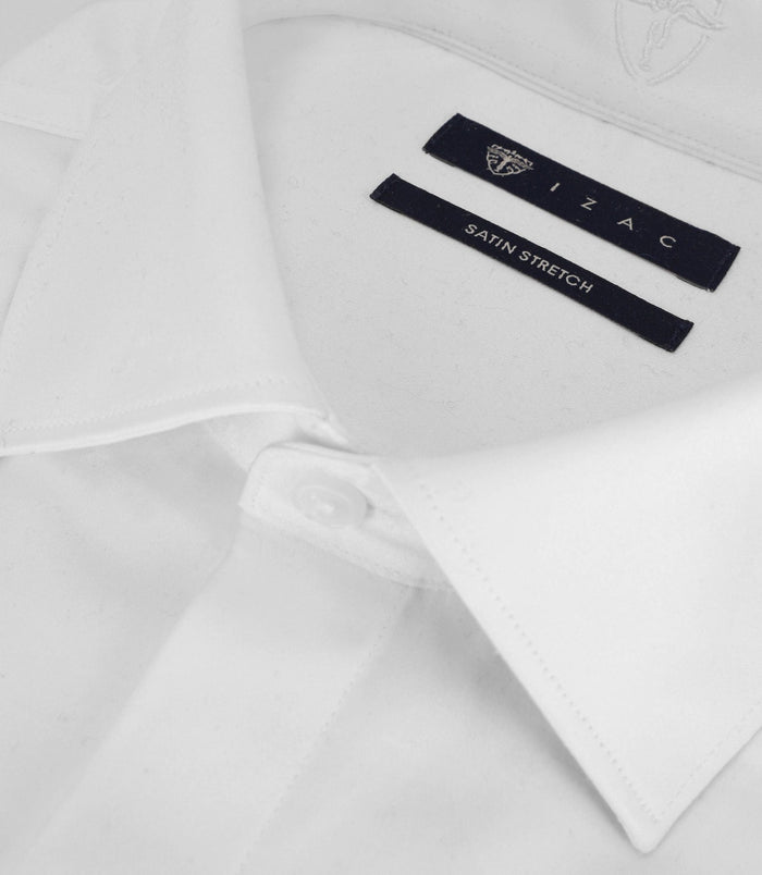Izac Chemise Ajustée En Satin De Coton Blanche