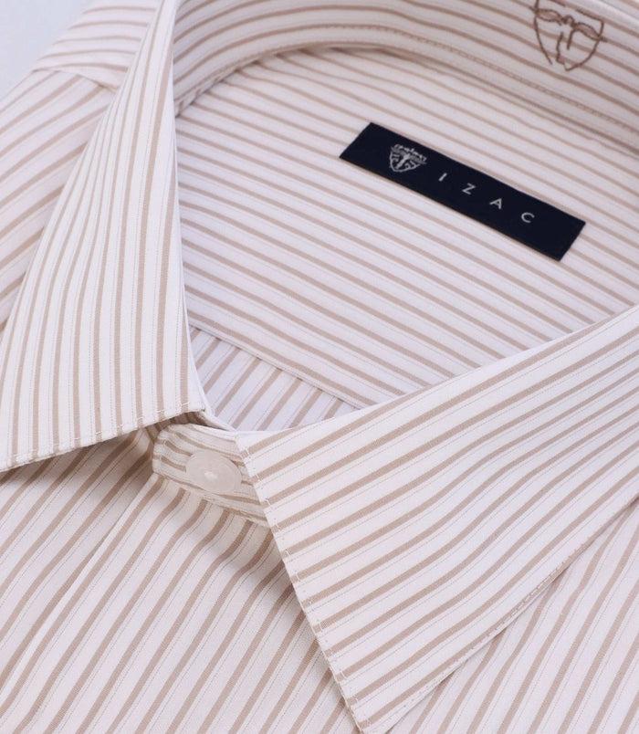 Izac Chemise Ajustée Rayée Beige