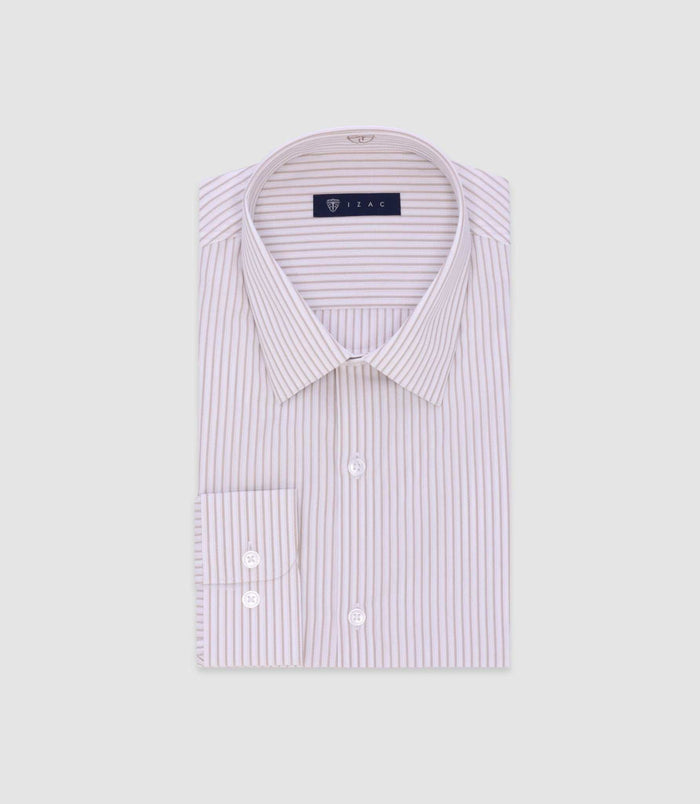 izac Chemise ajustée rayée beige