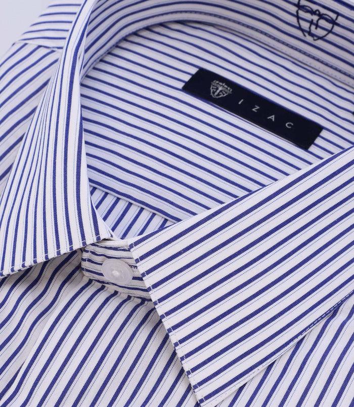 Izac Chemise Ajustée Rayée Bleue