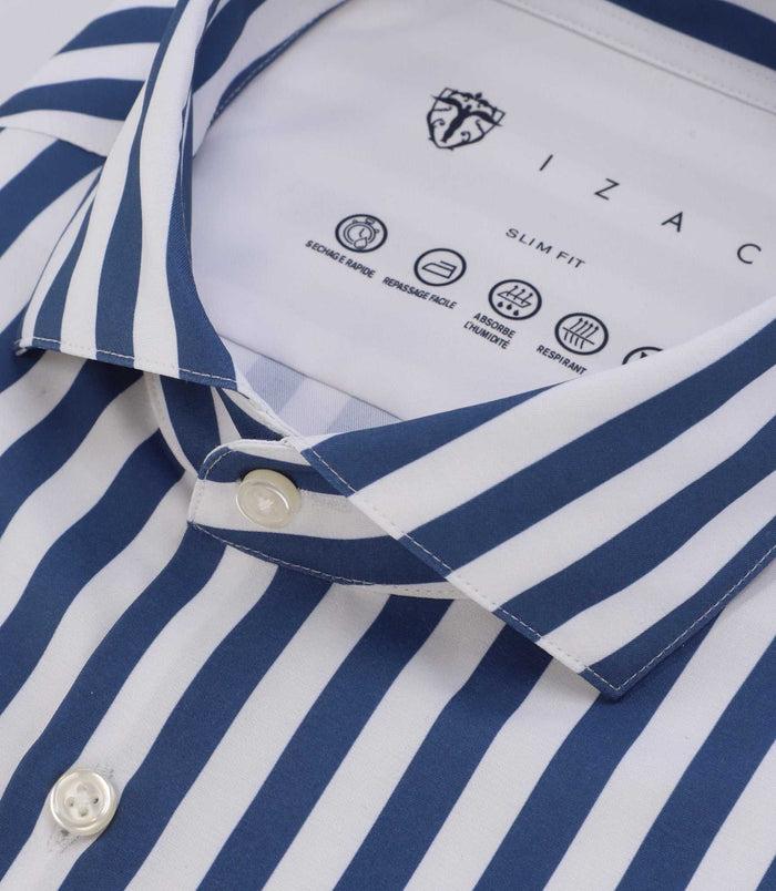 Izac Chemise Ajustée Rayée Bleue