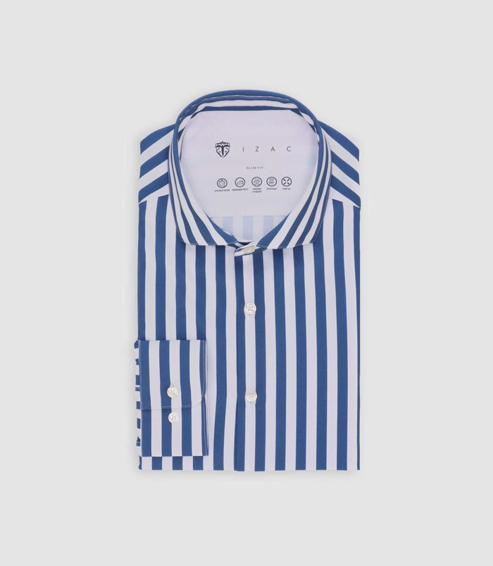 izac Chemise ajustée rayée bleue