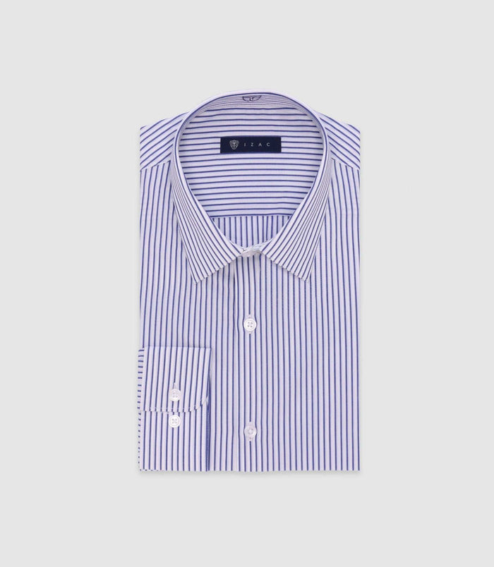 izac Chemise ajustée rayée bleue