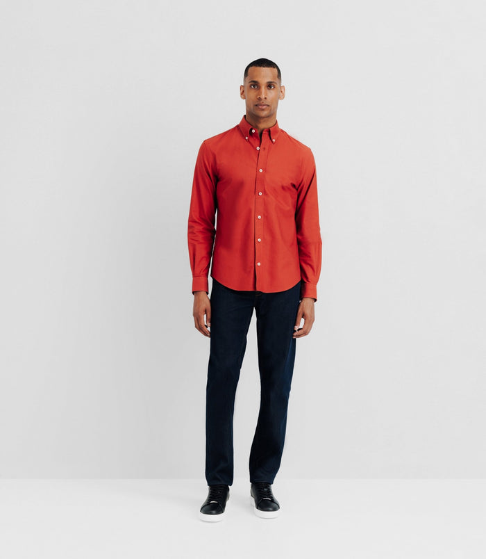 izac Chemise avec col boutonné orange
