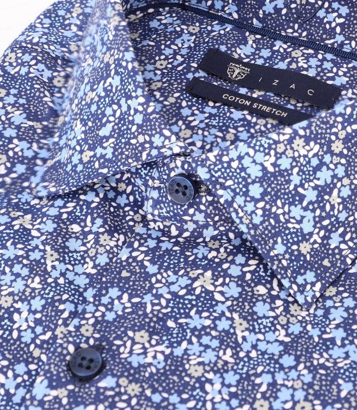 Izac Chemise Avec Fleurs Bleue