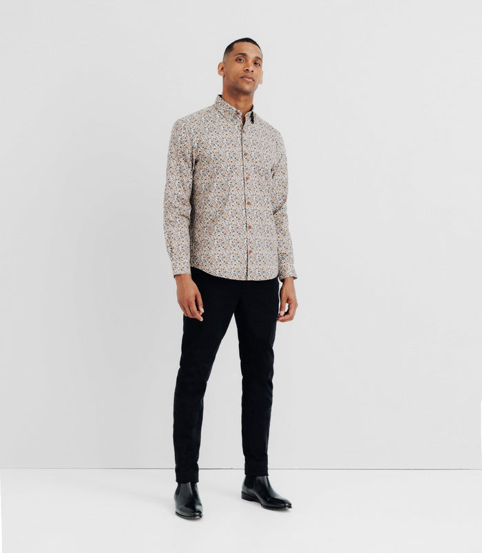 izac Chemise avec imprimé floral camel