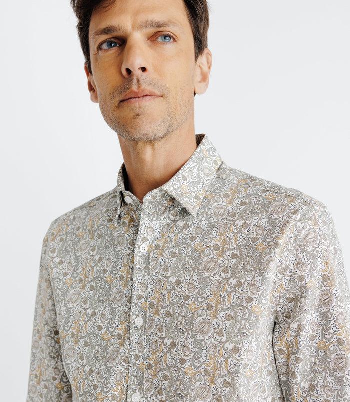 Izac Chemise Avec Imprimé Paisley Beige