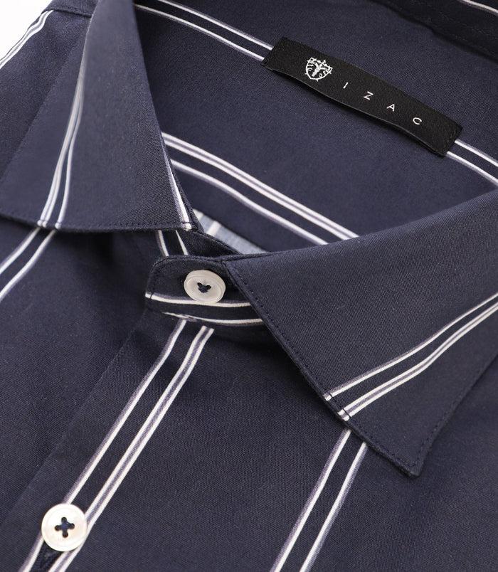 Izac Chemise Avec Rayures Bleue