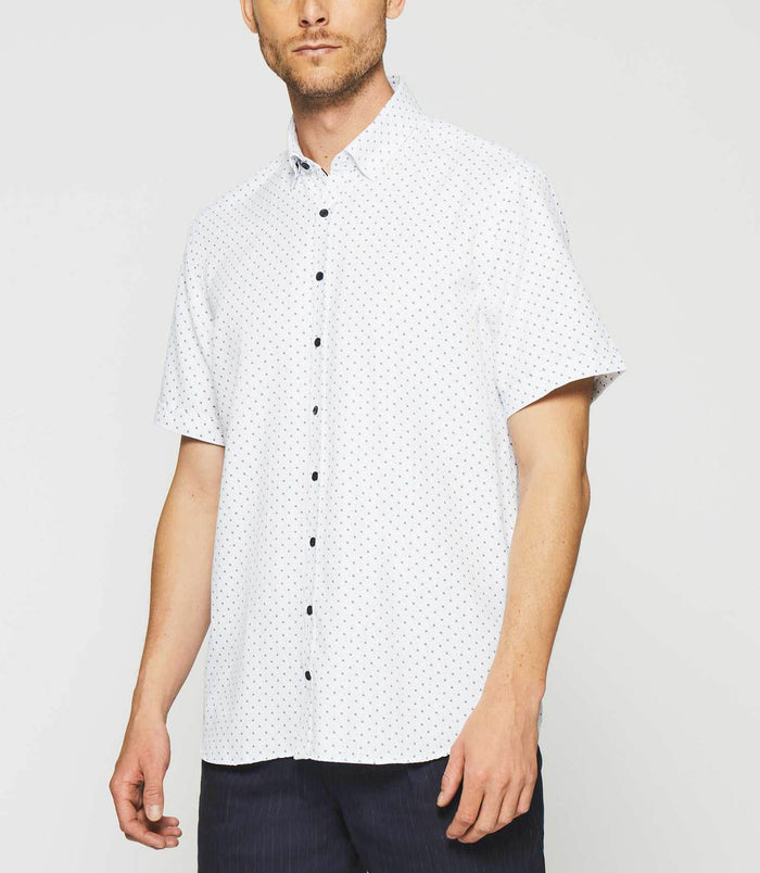 Izac Chemise Blanche Et Bleu KEDDY