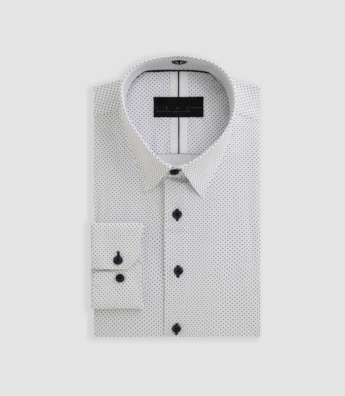 izac Chemise blanche imprimée à pois "Baki"