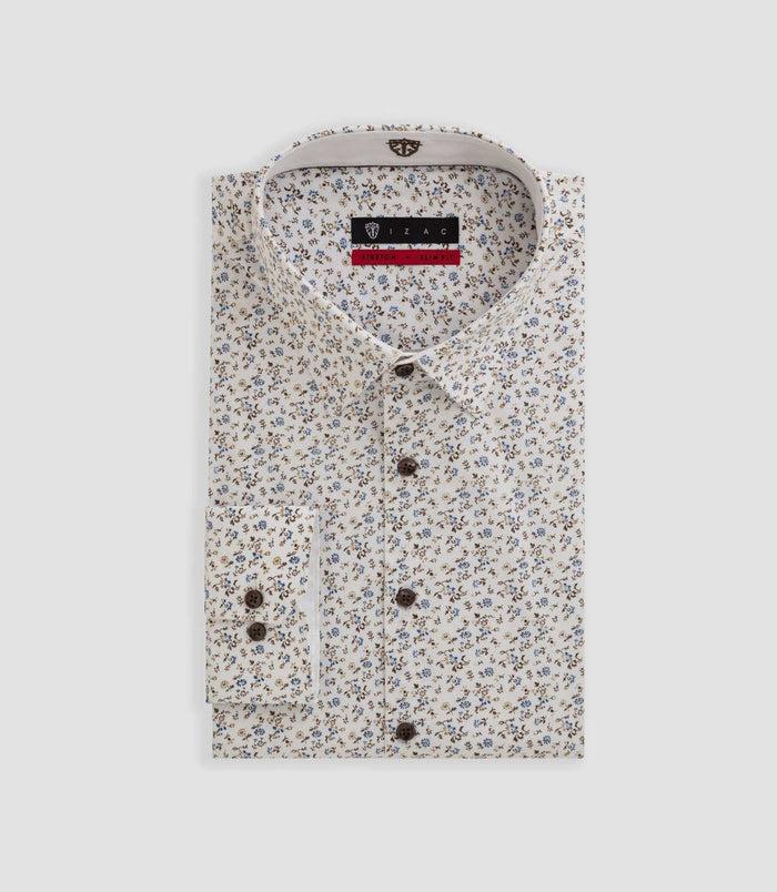 izac Chemise blanche imprimée "Basile"