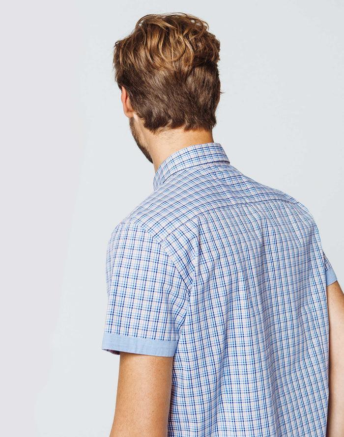 izac Chemise Carreaux Coton Bleu