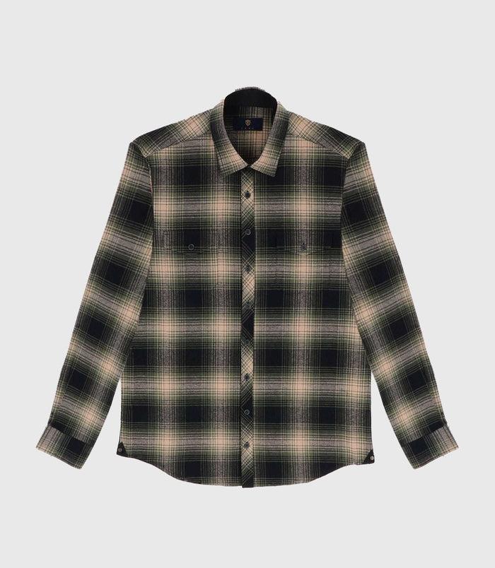 izac Chemise casual à carreaux kaki JERICO