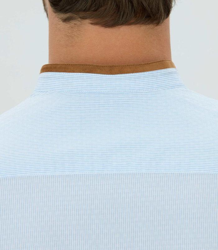 Izac Chemise Casual à Col Mao Bleu Ciel "Mata"