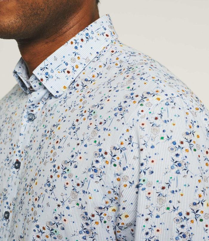 Izac Chemise Casual à Imprimé Bleu Ciel "Kyrian"