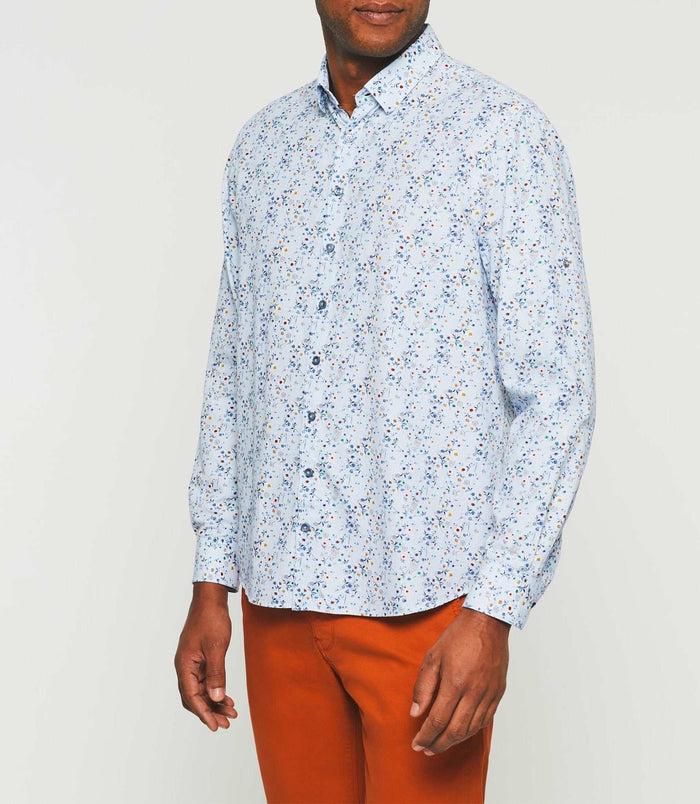 Izac Chemise Casual à Imprimé Bleu Ciel "Kyrian"