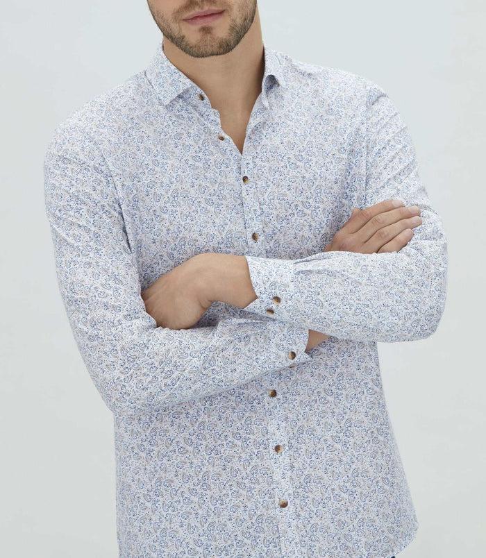 Izac Chemise Casual à Imprimé Bleu Ciel "Mignon"