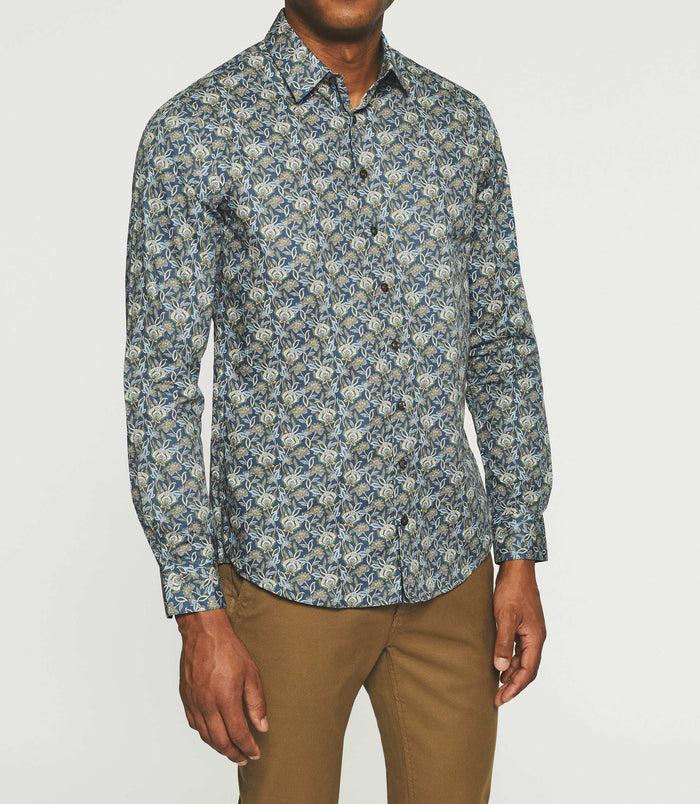 Izac Chemise Casual à Imprimé Bleu JASPER