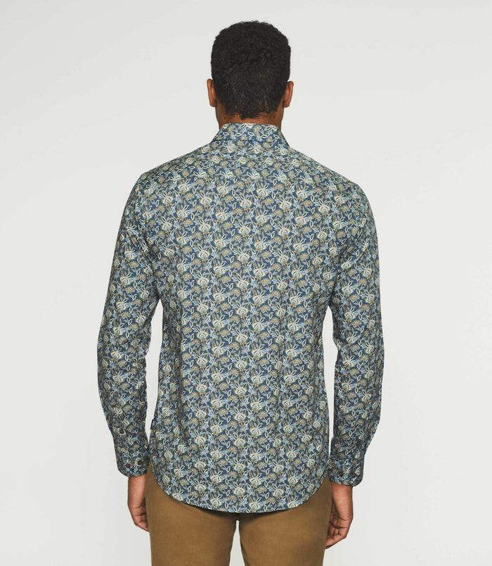 Izac Chemise Casual à Imprimé Bleu JASPER