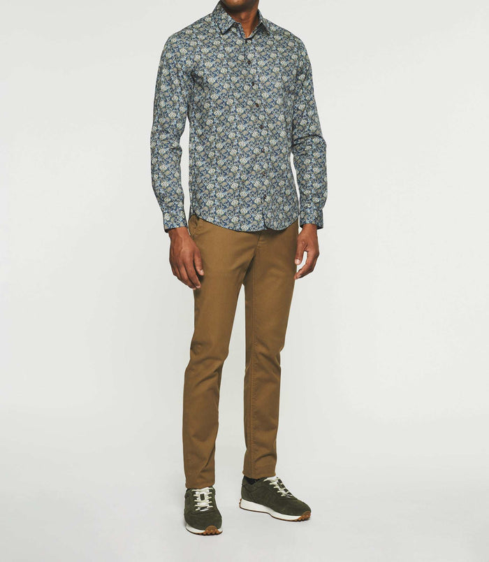 izac Chemise casual à imprimé bleu JASPER