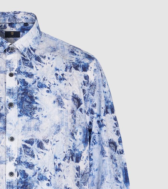 Izac Chemise Casual à Imprimé Bleu "Kalis"