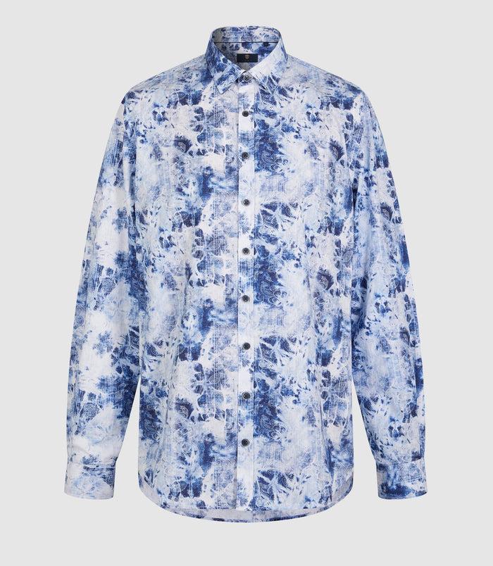 izac Chemise casual à imprimé bleu "Kalis"