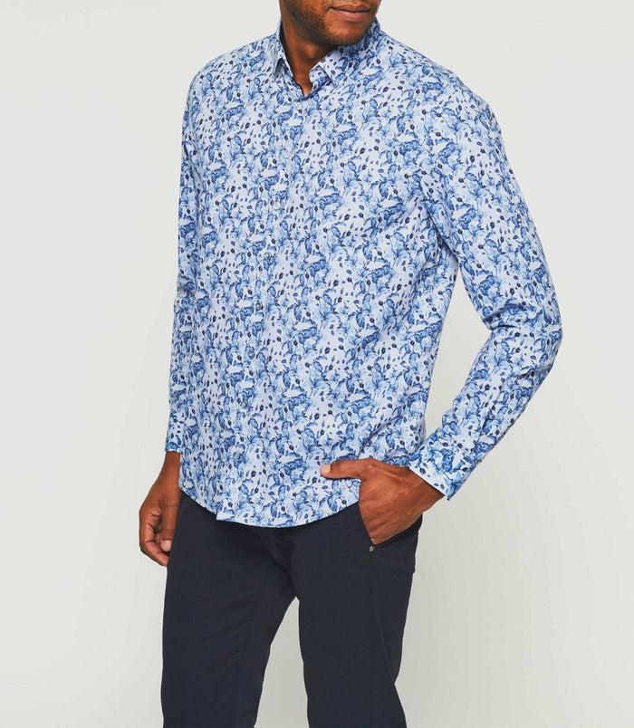 Izac Chemise Casual à Imprimé Bleu "Kiti"