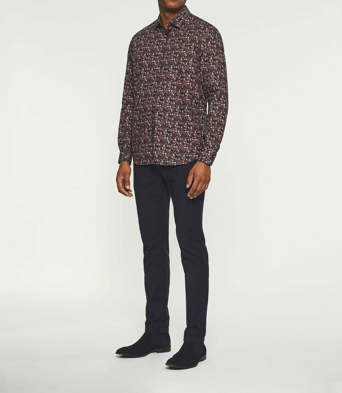 izac Chemise casual à imprimée marine rose JADEN