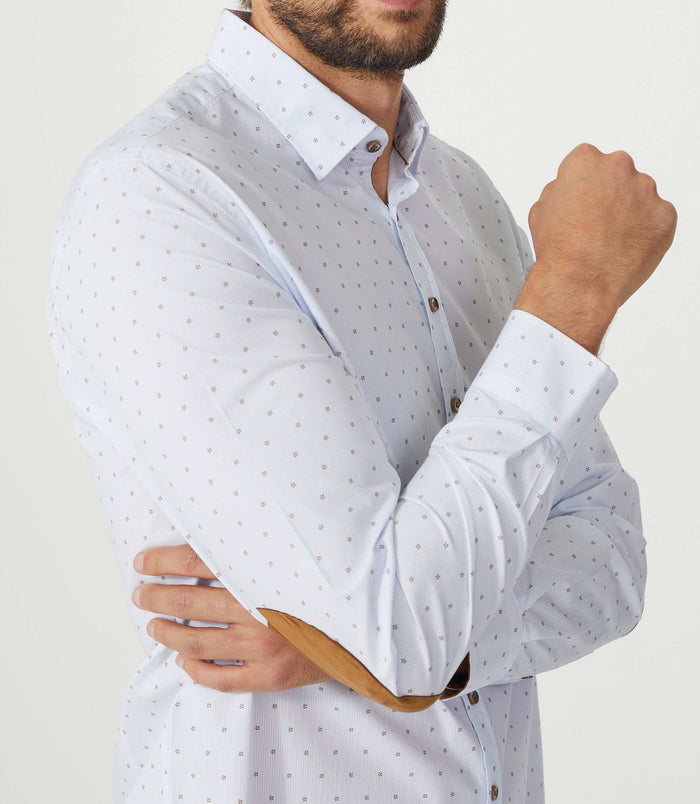 Izac Chemise Casual Blanc-camel "Aissam"