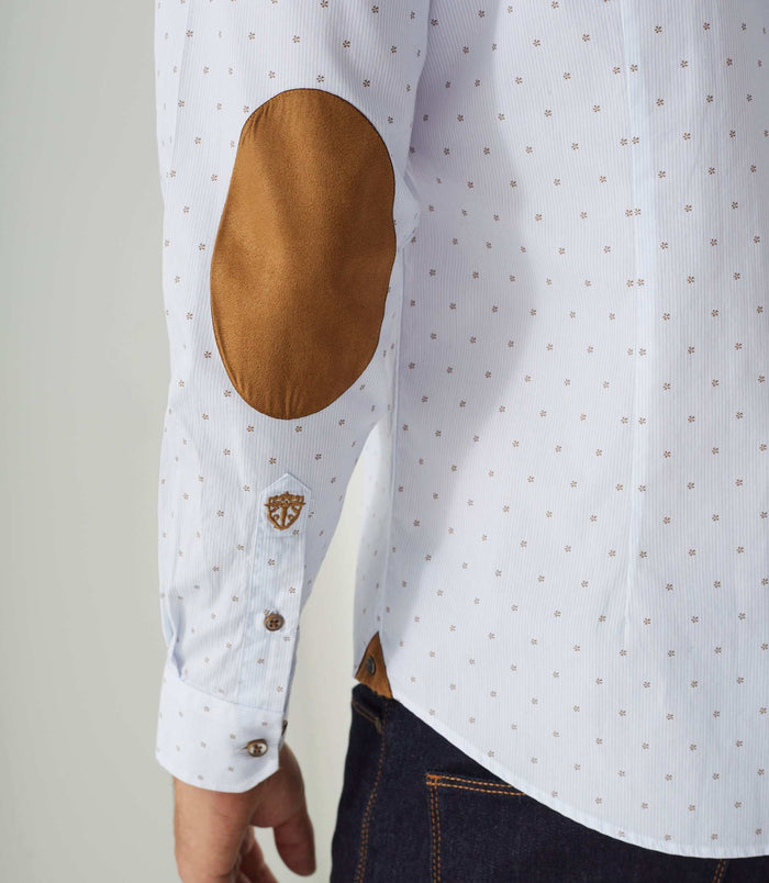 Izac Chemise Casual Blanc-camel "Aissam"