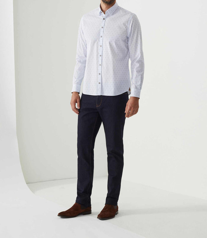izac Chemise casual blanc-camel "Aissam"