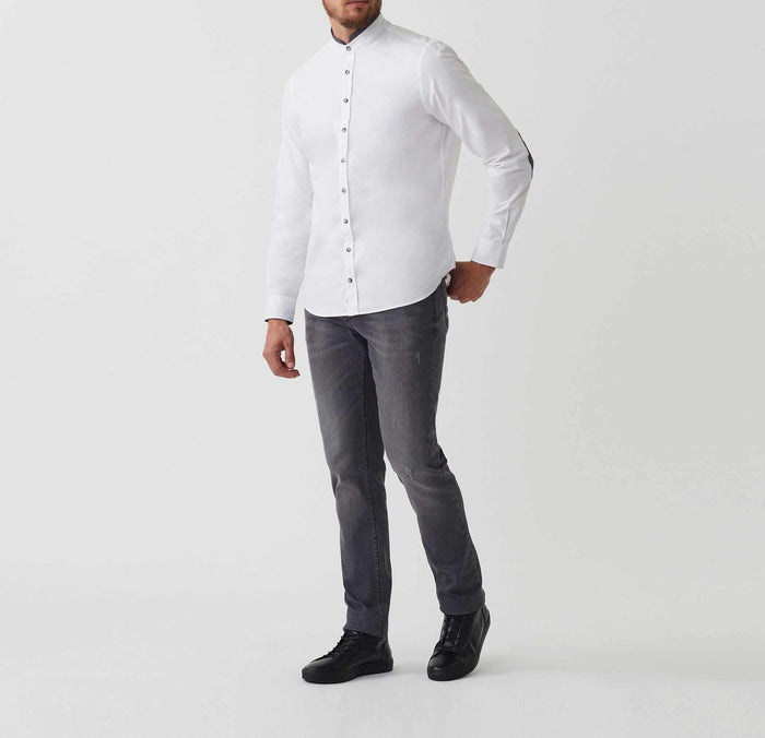 izac Chemise casual blanc-gris "Abel"