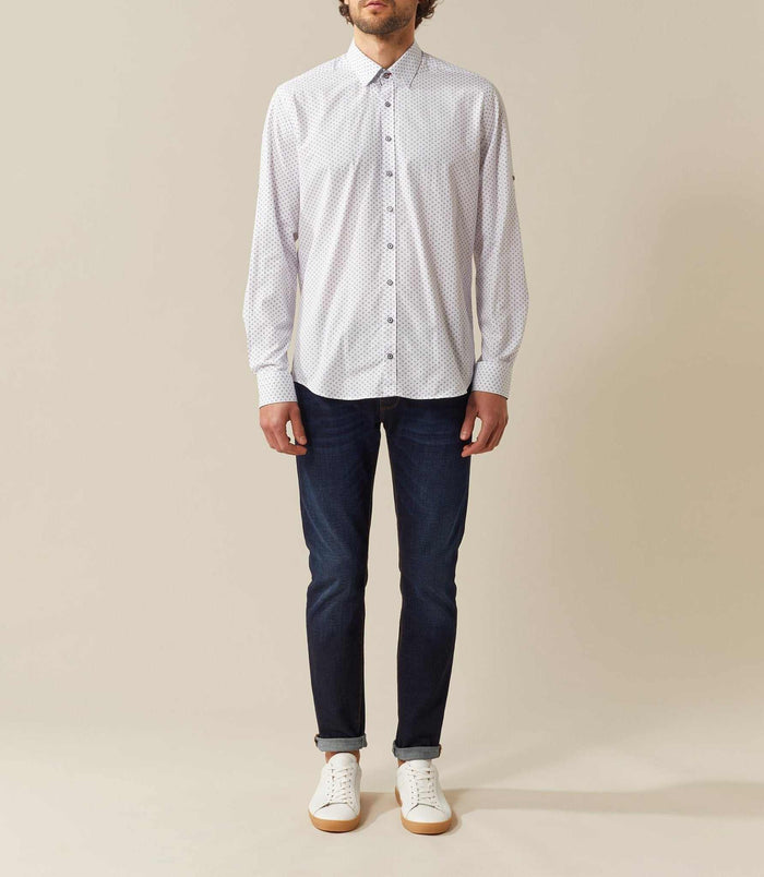 Izac Chemise Casual Blanc Motif Ancres "Saphira"