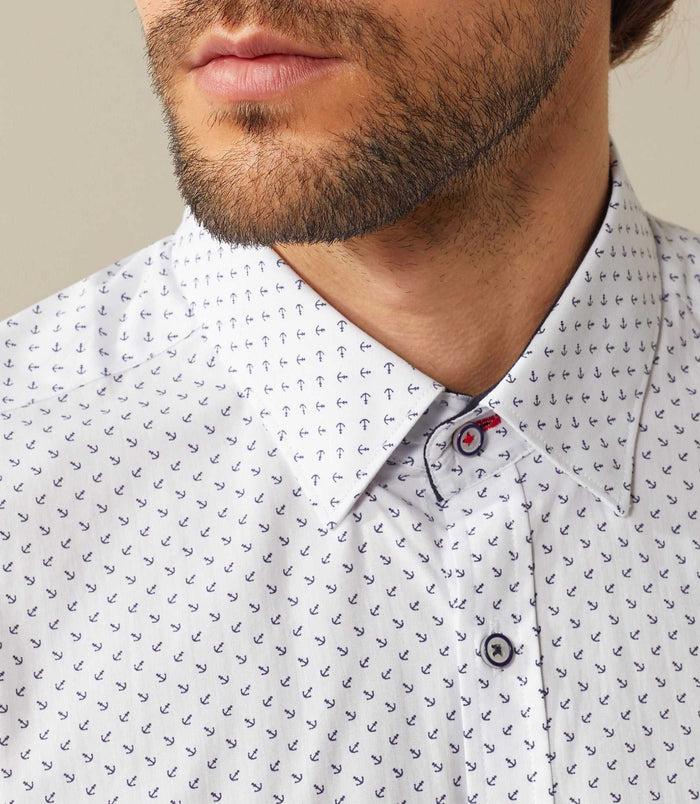 Izac Chemise Casual Blanc Motif Ancres "Saphira"